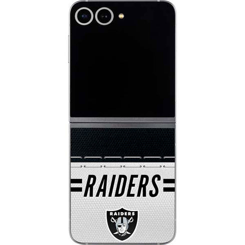 NFL Las Vegas Raiders White Striped Galaxy Z Flip6 Skin